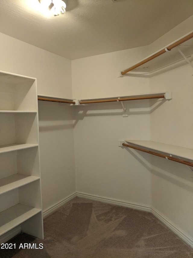 spacious closet with dark carpet