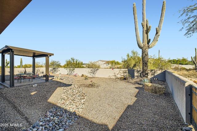 view of yard with a patio area and a fenced backyard