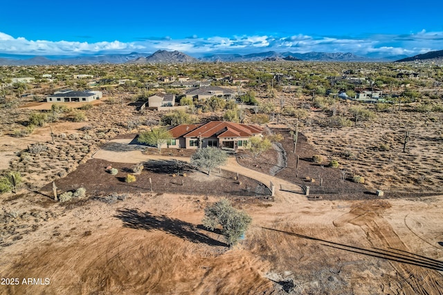 aerial view with a mountain view