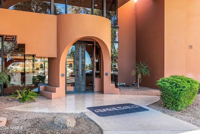 doorway to property featuring french doors