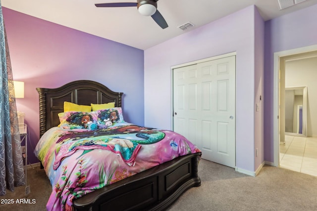 26049 W Matthew Dr, Buckeye, AZ 85396 - carpeted bedroom featuring visible vents, baseboards, and ceiling fan