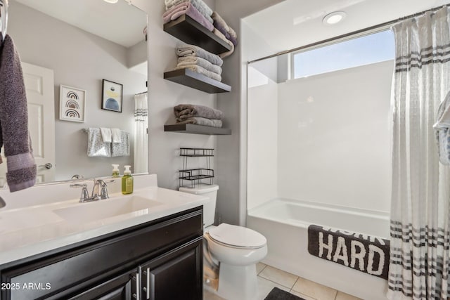 26049 W Matthew Dr, Buckeye, AZ 85396 - full bathroom featuring toilet, shower / tub combo, vanity, and tile patterned flooring