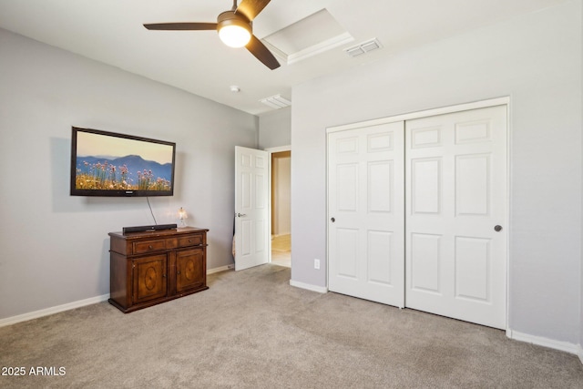 26049 W Matthew Dr, Buckeye, AZ 85396 - bedroom with a closet, carpet flooring, baseboards, and visible vents