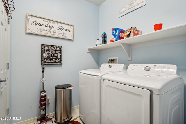 26049 W Matthew Dr, Buckeye, AZ 85396 - clothes washing area with laundry area, washing machine and clothes dryer, and baseboards