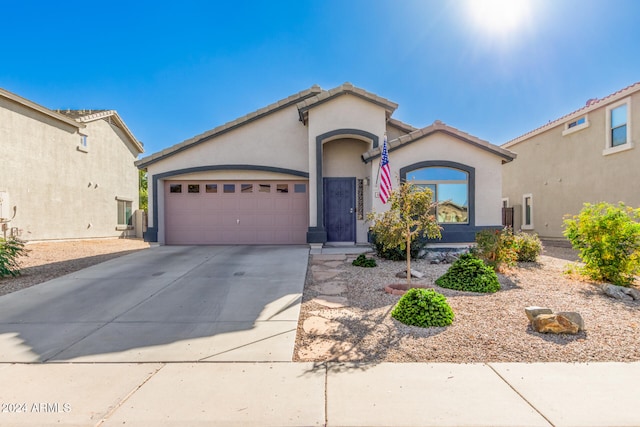 view of front of property with a garage