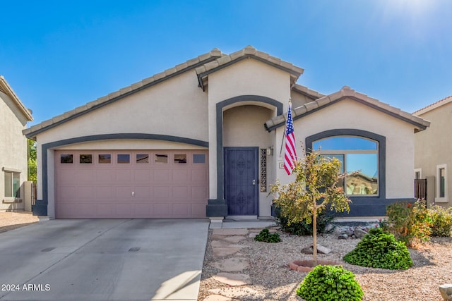 view of front of property with a garage