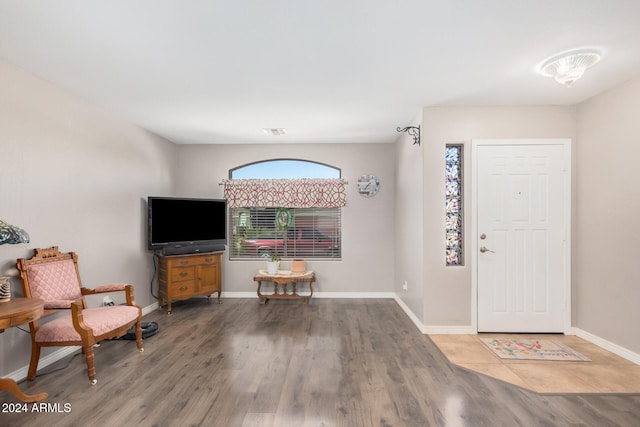 foyer featuring wood-type flooring