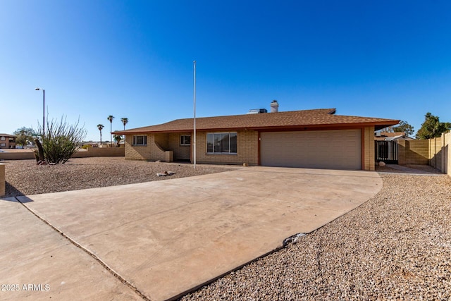 single story home with a garage