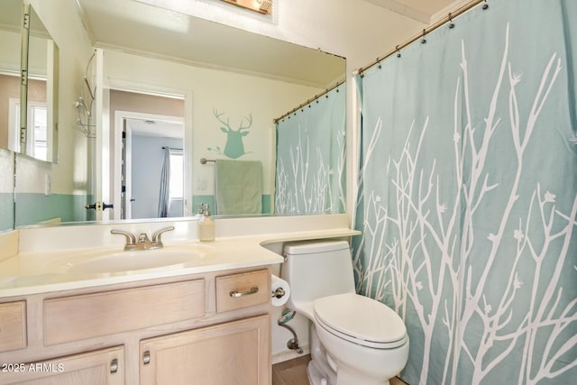 full bath featuring vanity and toilet