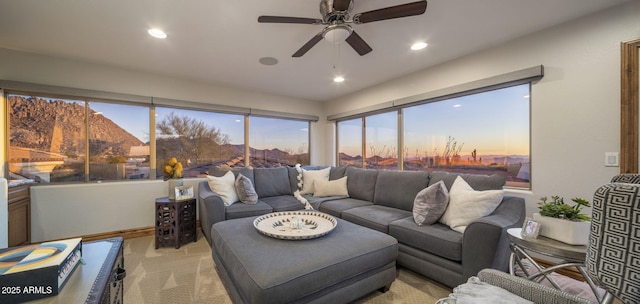 sunroom / solarium with ceiling fan