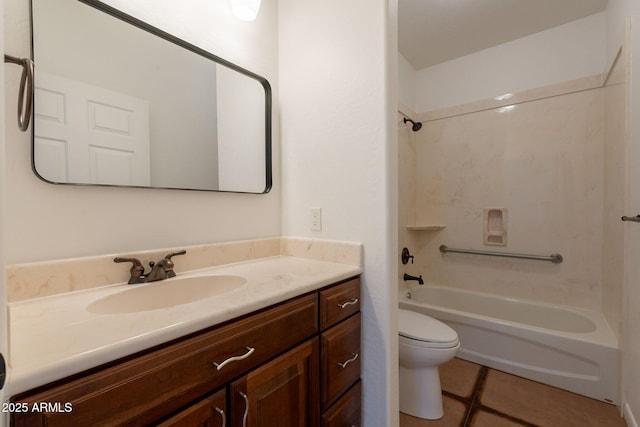 931 E Whiteley St, Apache Junction, AZ 85119 - bathroom featuring vanity, toilet, shower / bathtub combination, and tile patterned floors