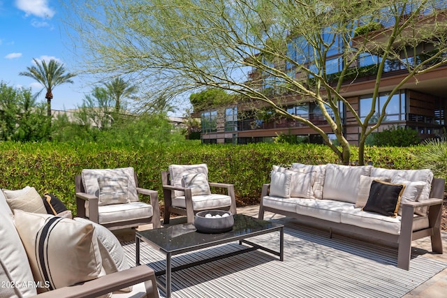 view of patio / terrace featuring an outdoor living space