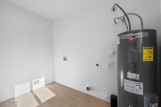 4400 N 20th St, Phoenix, AZ 85016 - washroom featuring electric water heater, hookup for an electric dryer, wood tiled floors, and hookup for a washing machine