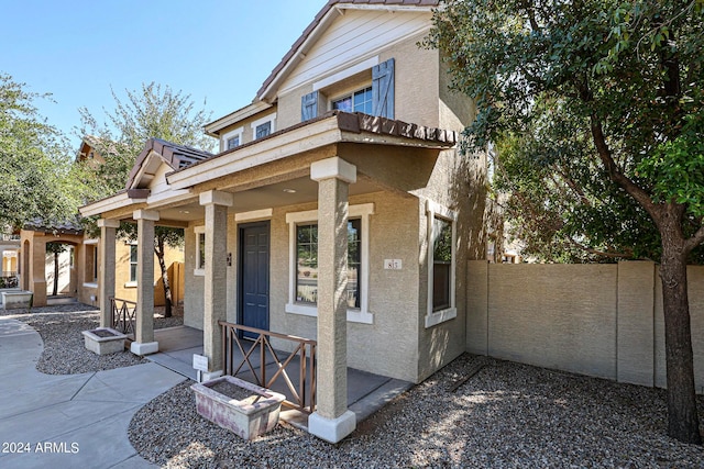 view of front of home featuring covered porch