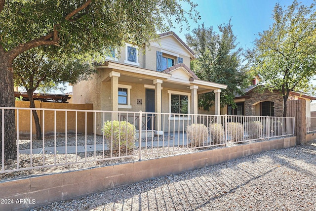 view of front of home featuring covered porch