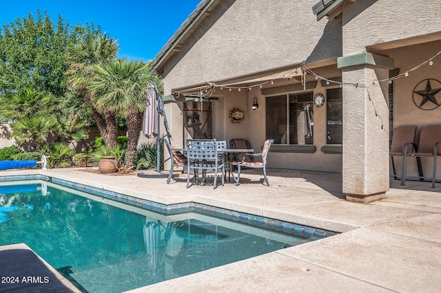 view of swimming pool with a patio