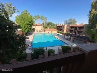 pool featuring a patio area