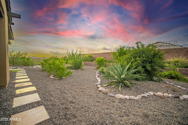 view of yard at dusk