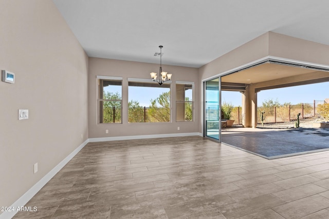 interior space featuring a chandelier