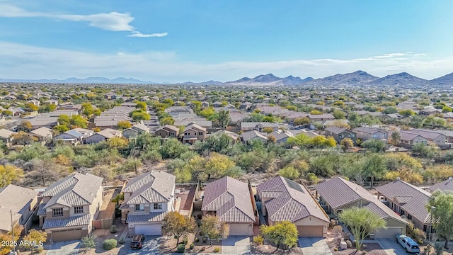 drone / aerial view with a mountain view