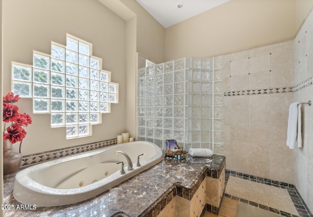 28309 N 156th Way, Scottsdale, AZ 85262 - full bath featuring a jetted tub, inlaid floor details, and a walk in shower