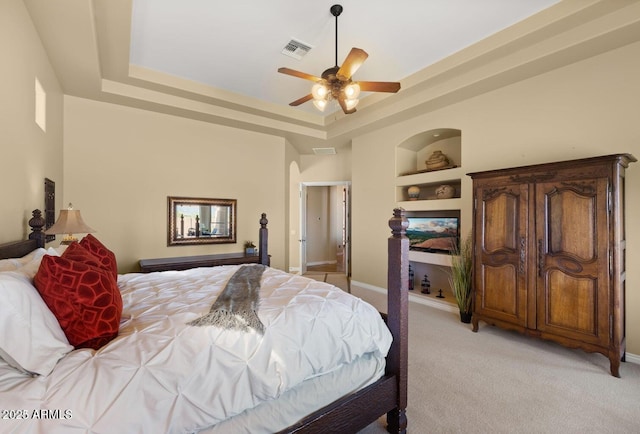 28309 N 156th Way, Scottsdale, AZ 85262 - bedroom featuring light colored carpet, a tray ceiling, baseboards, and a ceiling fan