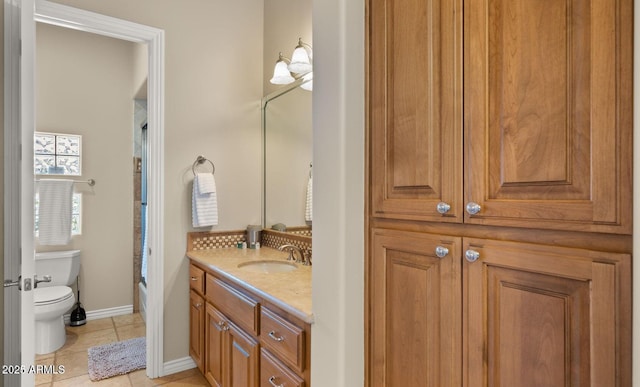 28309 N 156th Way, Scottsdale, AZ 85262 - full bath featuring vanity, toilet, tile patterned floors, baseboards, and bathtub / shower combination