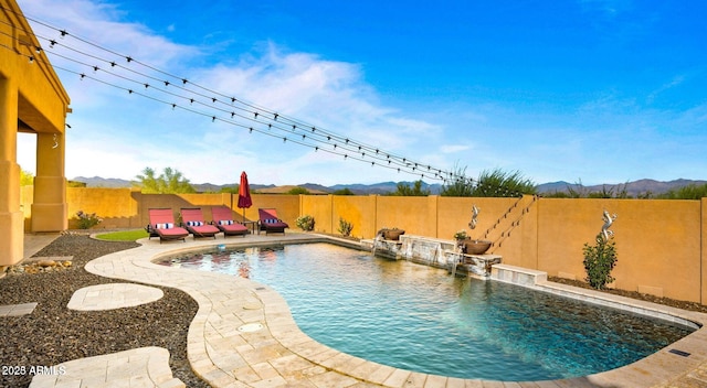 28309 N 156th Way, Scottsdale, AZ 85262 - view of swimming pool with a fenced backyard, a mountain view, and a patio area