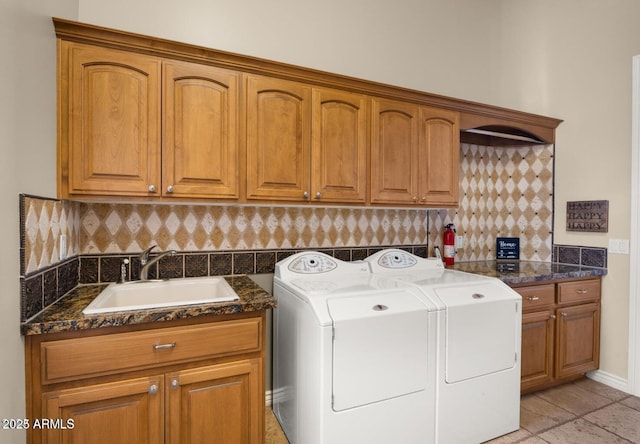 28309 N 156th Way, Scottsdale, AZ 85262 - washroom featuring cabinet space, washing machine and clothes dryer, and light tile patterned floors