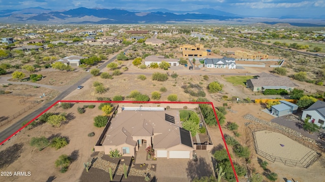 28309 N 156th Way, Scottsdale, AZ 85262 - aerial perspective of suburban area featuring a mountainous background and property boundaries highlighted