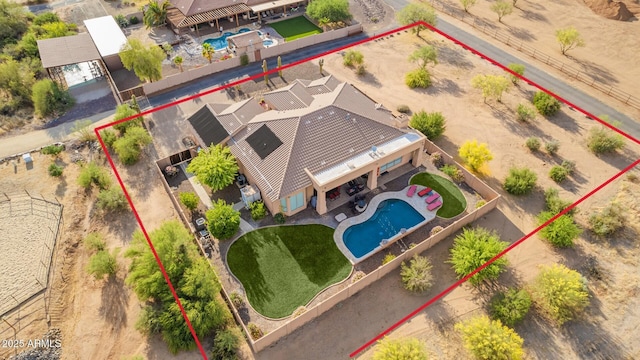 28309 N 156th Way, Scottsdale, AZ 85262 - view from above of property featuring a pool and property parcel outlined