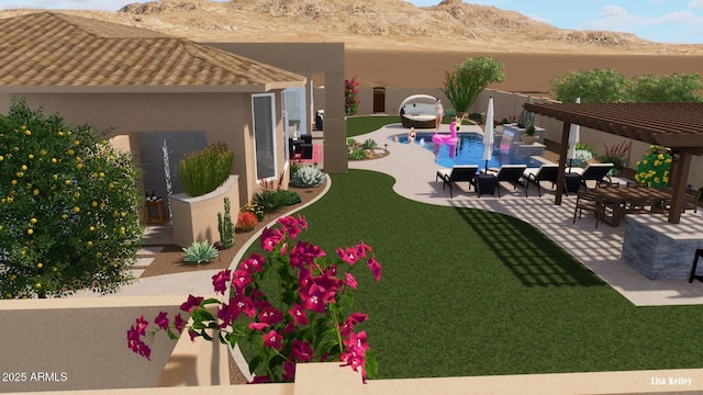28309 N 156th Way, Scottsdale, AZ 85262 - view of yard with a patio, a mountain view, and a pergola
