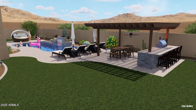 28309 N 156th Way, Scottsdale, AZ 85262 - view of patio / terrace with a mountain view and a ceiling fan