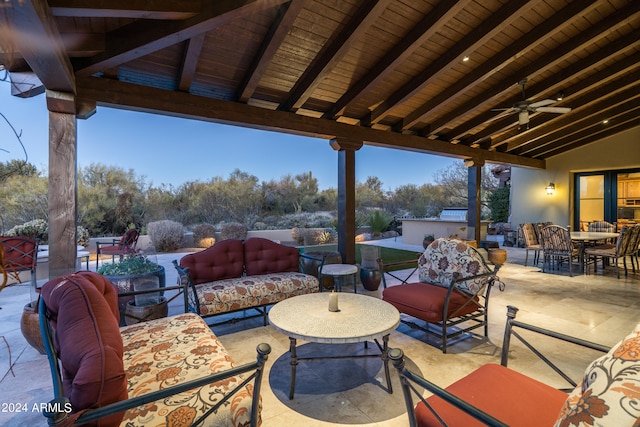 view of patio / terrace featuring outdoor lounge area and ceiling fan