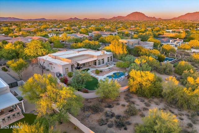 aerial view featuring a mountain view