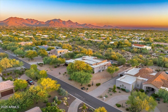 birds eye view of property with a mountain view