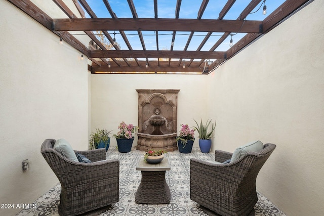 view of patio / terrace featuring a pergola