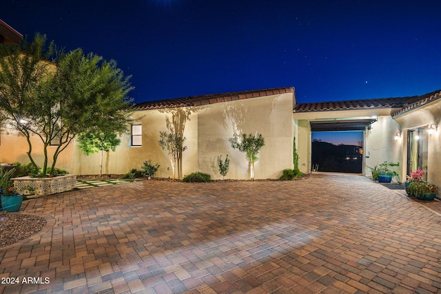 view of patio at night