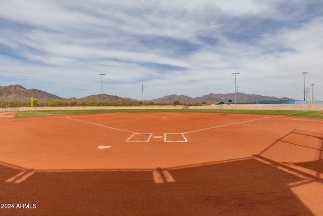 view of community featuring a mountain view