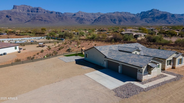 drone / aerial view with a mountain view