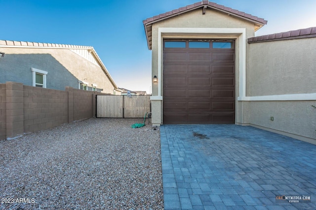 view of garage