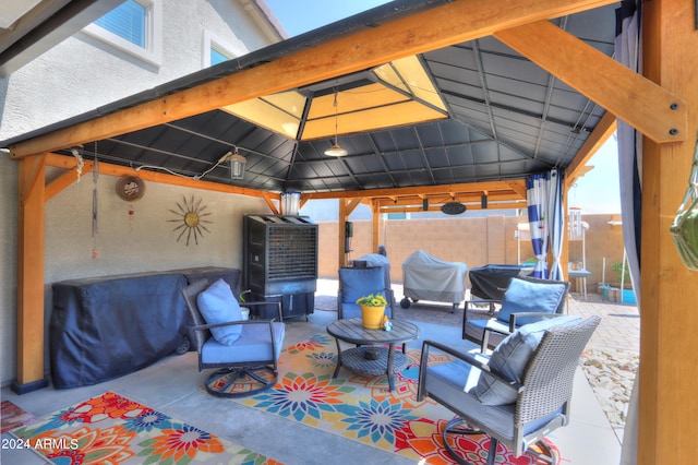 view of patio featuring a gazebo