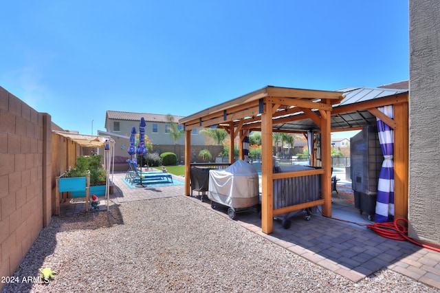 view of patio / terrace featuring a gazebo