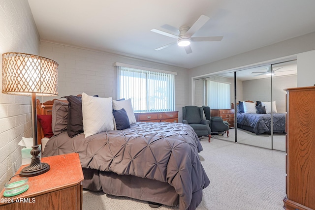 bedroom with a closet and ceiling fan