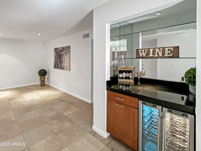 bar featuring wine cooler