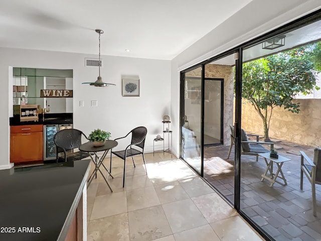 interior space featuring wine cooler