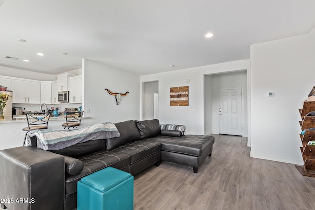 living room featuring light hardwood / wood-style floors