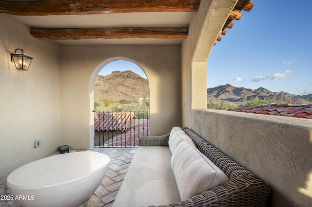 balcony with a mountain view