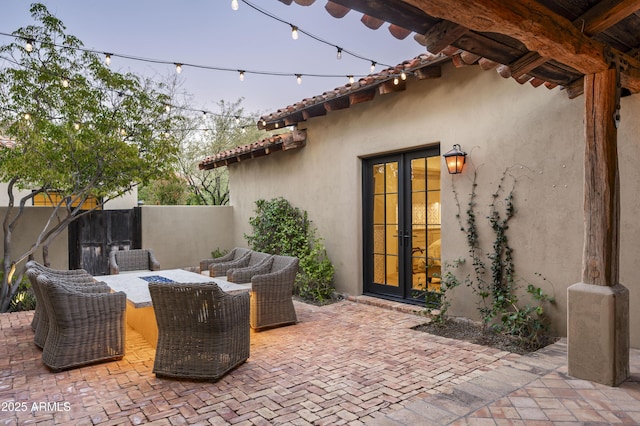 view of patio / terrace featuring french doors