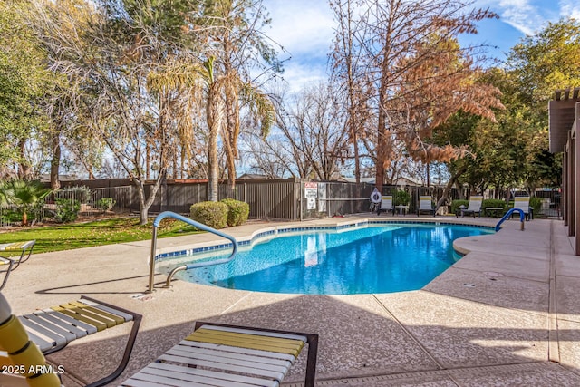 view of pool featuring a patio